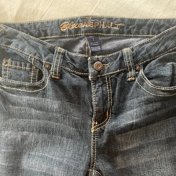 Blue Asphalt Dark Wash Embroidered Y2K Jeans – Size 7 - Picture 2 of 5